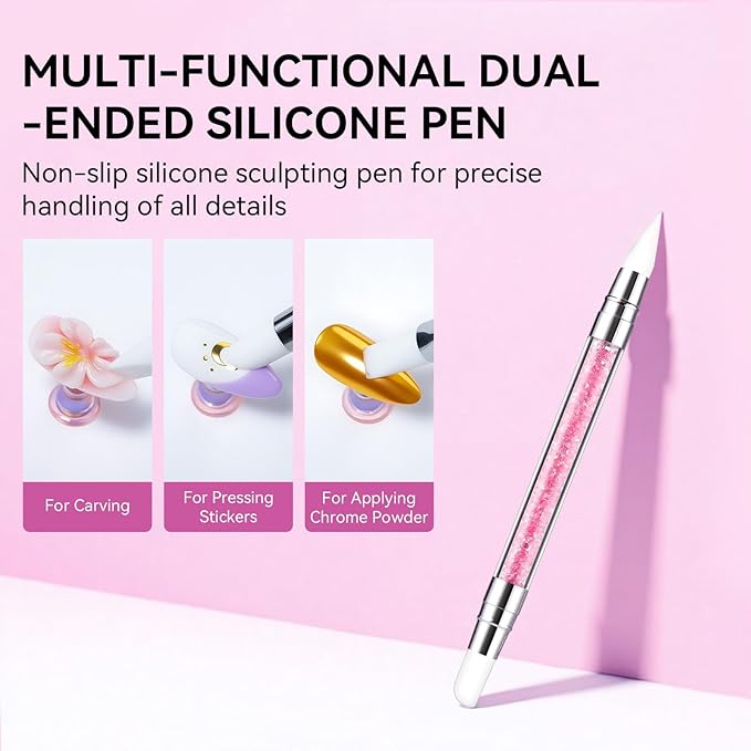 Makartt 3D Gel Nail Art: 4 in 1 Solid Gel Builder Kit for 15ML Nail Extension Gels, 4pcs Silicone Molds, 1 Sculpting Brush, UV Glue for Acrylic Nails Rhinestones Molding Manicure Hard Gels Kit