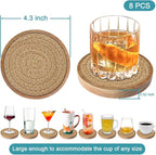 Eykao Wood Coasters for Drinks, Absorbent Coaster Sets of 8, Woven Drink - Image 6