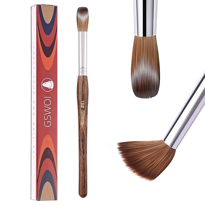 100% Kolinsky Acrylic Nail Brush,GSWOI Acrylic Brushes for Nails Size 18 Wood Handle Application Extension,Nail Tools for Professional Manicure Salon DIY at Home (#18)