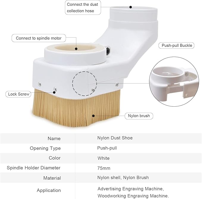 Daedalus NL330 CNC Dust Shoe, 75mm, White