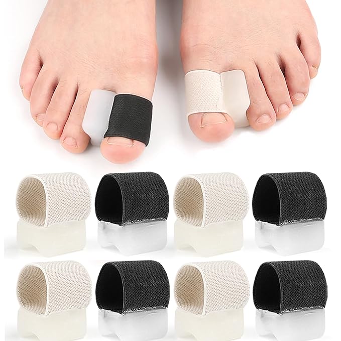 8 Pack Big Toe Spacers Toe Separators for Women Men, Sweat-Absorbent Elasticated Strap Designed and Non-Slip Toe Separators That Do Not Come Off Easily for Overlapping Toes Bunion Correct Toes