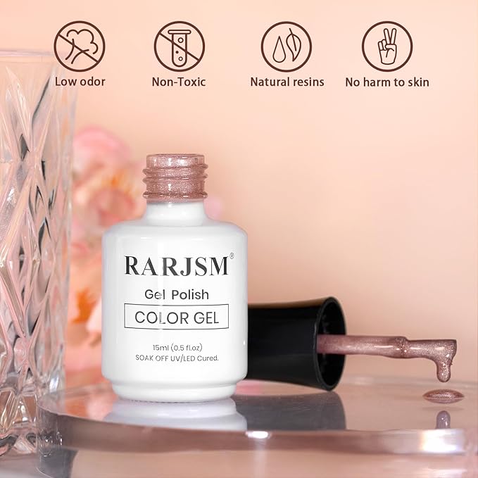 RARJSM Nude Mavue Rose Pink Cat Eye Gel Nail Polish Magnetic Sparkle Silver Ceramic Diamond Shimmer Translucent Sheer Cateye Gel Polish 15ml UV LED Curing Requires Soak Off Home Salon Manicure