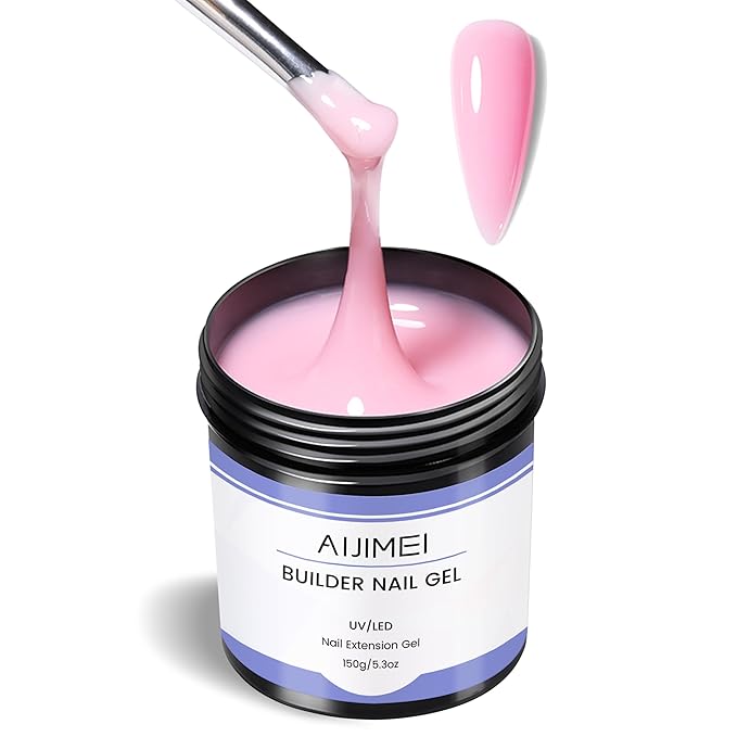 AIJIMEI Pink 150g/5oz Builder Gel for Nails Hard Gel Nail Kit Nail Strengthening and Care Color and Decoration Application(Pink)