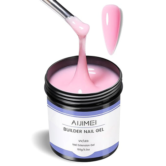 AIJIMEI Pink 150g/5oz Builder Gel for Nails Hard Gel Nail Kit Nail Strengthening and Care Color and Decoration Application(Pink)