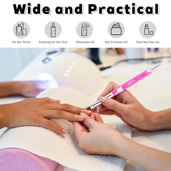 4 Pcs Gel French Manicure Brush with Dotting Tool Acrylic Nail Clean Up Brushes Elegant Marble French Nail Brush Set for Manicure Art Design and Nail-Cleaning (Multicolor 10# 12# 14# 16#)