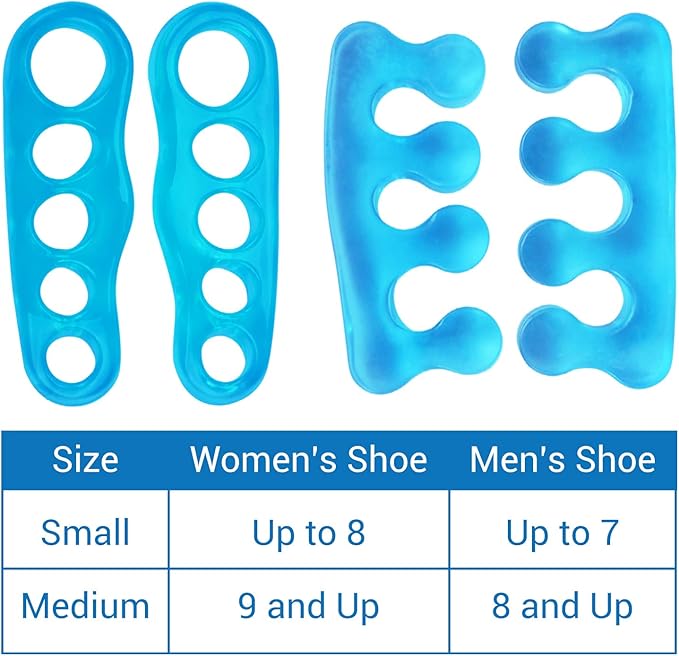 VIVEsole Toe Separators for Men & Women Medium (2 Pairs) - Silicone Gel Spreaders - Therapeutic Spa Stretchers for Plantar Fasciitis, Bunions, Overlapping Hammer Toe Spacers - Metatarsal Yoga Cushion
