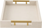 Beige Faux Leather Serving Tray - Image 3