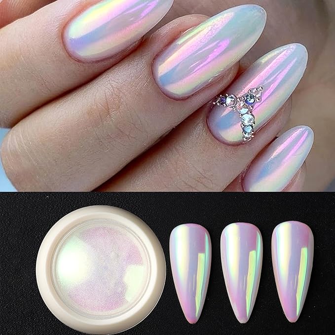 7Jars Chrome Nail Powder Aurora Effect Neon Pigment Pearl Glitter Iridescent Dip Powder Manicure Kit Nail Art Decoration Sets,Resin Craft