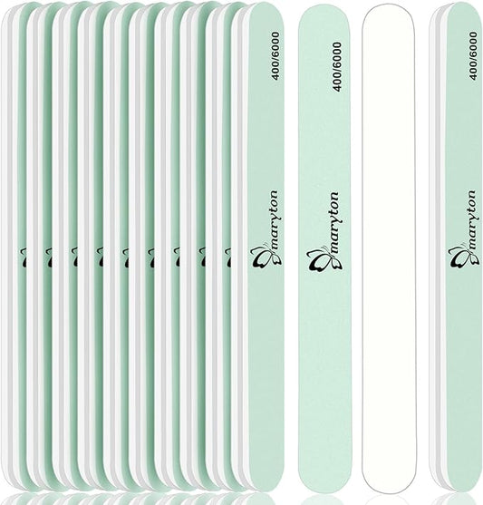 Maryton Nail Buffer and Shine Kit - 10pcs Nail Shine Buffer Blocks for Natural Nails Polisher Fingernail Buffer Buffing File 400 6000 Grit