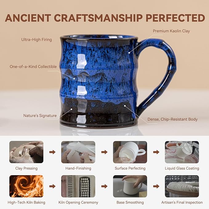 Midnight Blue Ceramic Coffee Mug 15oz - Image 4