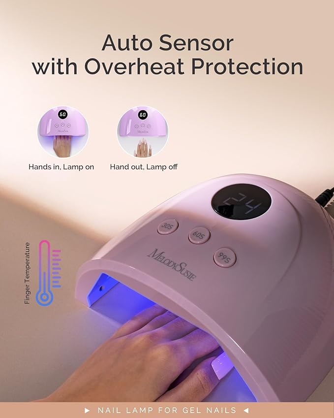 MelodySusie UV Nail Lamp, Plus30F UV Light for Gel Nails LED Nail Dryer with 3 Timer, Smart Sensor, LCD Display Fast Curing Gel Nail Polish Nail Art Tools Manicure Accessories-Purple