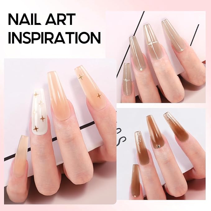 COSCELIA Poly Nail Gel Kit Starter Kit 18pcs 16ML Poly Nail Extension Gel without Lamp for Beginners with Everything Nail Thickening Solutions Matte Top Coat Fall Colors DIY Gifts for Women
