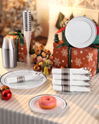 200 PCS Silver Dinnerware Set, Party Plastic Plates - Image 5