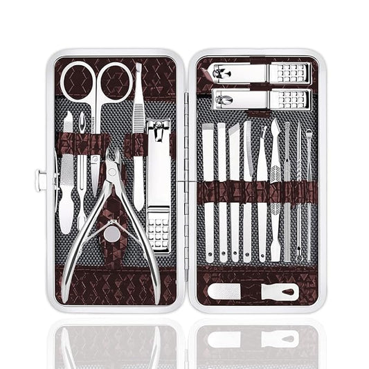 Nail Clipper Set 18 Pcs | Stainless Steel Manicure Grooming Kit: Fingernail Clippers & Toenail Pedicure Cleaning Cutter | Travel Nail Trimming Kit | Gifts for Women, Men, Him, Dad, Christmas, Birthday