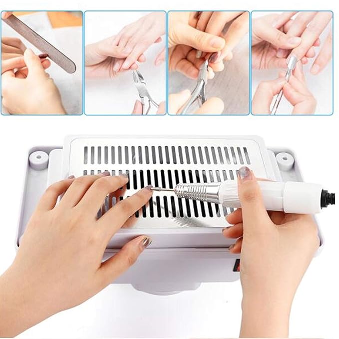 YUYTE Nail Dust Collector, 6w Quiet Table Nail Vacuum Cleaner, Collect the Nails Produced During Polishing Manicure Pedicure Tool Nail Dust Collector Device with Fan for Nail Salon White