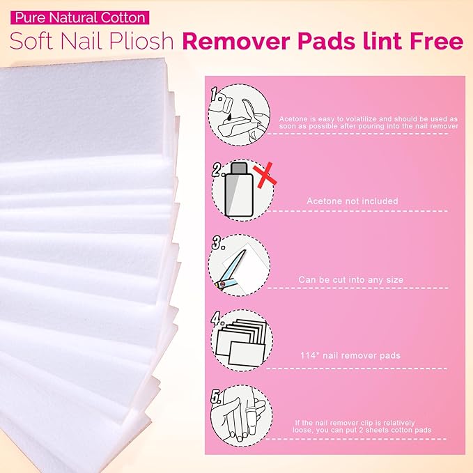 Teenitor Nail Gel Remover Tools Kit with Nail Remover Clips, Nail Remover Pads, Nail Brushes, Nail File Buffer, Cuticle Peeler Black