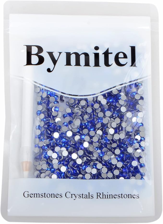 1440PCS Art Nail Rhinestones Non Hotfix Glue Fix Round Crystals Glass Flatback for DIY Jewelry Making with one Picking Pen (ss16 1440pcs, Sapphire)
