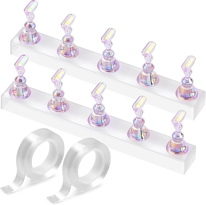 Etercycle Nail Stand for Press On Acrylic Nails Art Display Stand Nail Holder for Painting Magnetic Nails Stand with Double-sided Tape for Home DIY Salon Supplie (Purple)