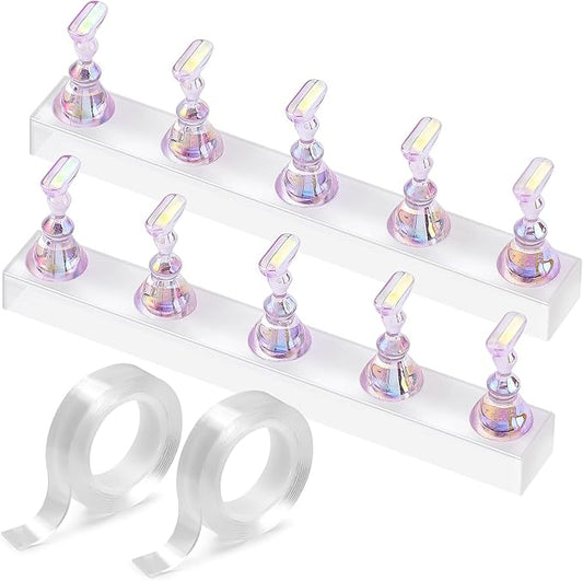 Etercycle Nail Stand for Press On Acrylic Nails Art Display Stand Nail Holder for Painting Magnetic Nails Stand with Double-sided Tape for Home DIY Salon Supplie (Purple)