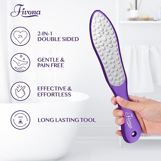 Fivona Foot File - Callus Remover, Double Sided Foot Rasp for Dry Heels, Feet Scrubber for Dead Skin, Foot Scraper for Corn Removal
