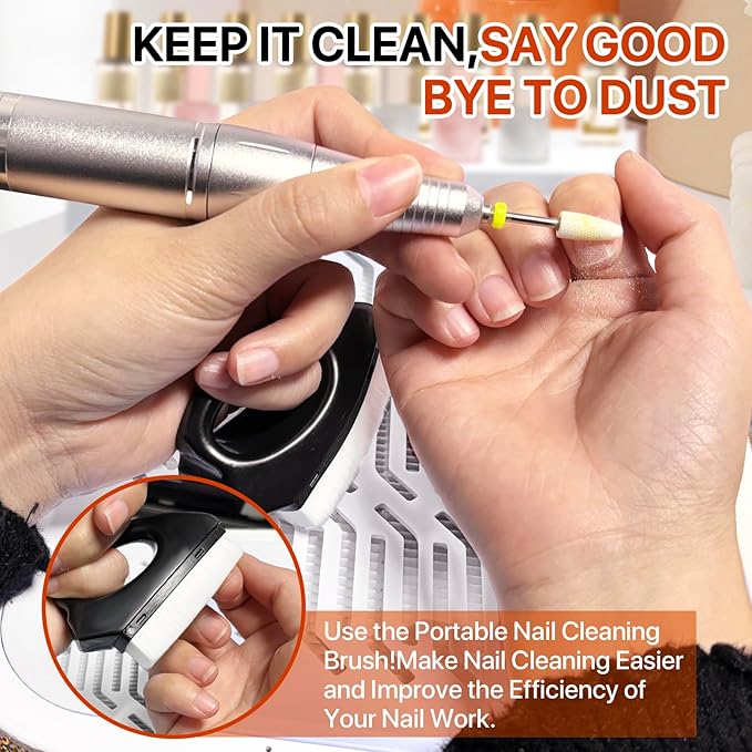 Nail Dust Collector, 120W Nail Vacuum Dust Collector (3600RPM), with Reusable Nail Dust Filters & Desktop and Portable Nail Dust Brush, Perfect for Nail Techs & Home's Salon, Diamond Surface