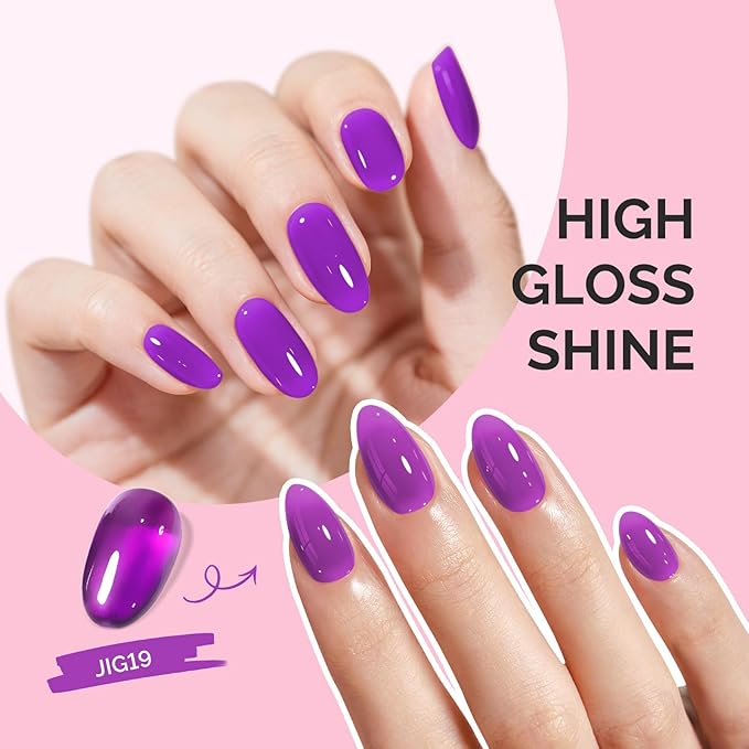 MelodySusie Purple Gel Nail Polish, 0.5Fl.oz Jeweliver Gel Polish Milky Dark Neon Color Purple Soak Off UV LED Light Cure Gift for Women Girls Nail Art Manicure DIY at Home JIG19