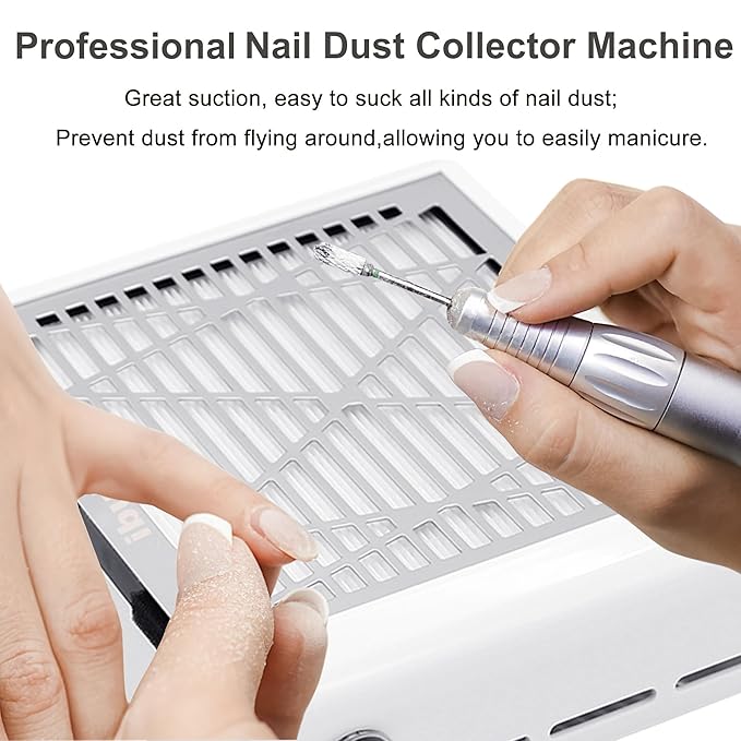 Electric Nail Dust Collector Machine Nail Dust Vacuum Cleaner Professional Manicure Nail Dust Collector Fan Nail Salon Dust Extractor with 1 Reusable Filters Nail Salon Dust Extractor for Home