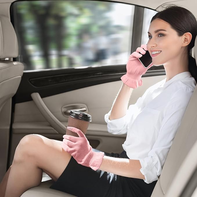 MIG4U Moisturizing Beauty Gloves Touchscreen Overnight Sleeping Glove for Women Dry Hands, Nighttime Lotion, Eczema, SPA, Cosmetic Treatment, Pink 3 Pairs Size L/XL