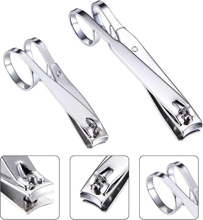 Mudder 4 Pack EZ Grip Nail Clipper Set Sharp Stainless Steel Fingernail and Toenail Clipper Cutters Trimmer Long Handle Travel Nail Kit for Men Women(Easy Grip Style)