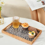 Rectangle Rattan Tray with Mother of Pearl Inlay, Rattan Serving Tray with - Image 8