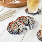 Artistic Tree Pattern Coasters for Drinks Absorbent Round Ceramic Coasters Set - Image 7