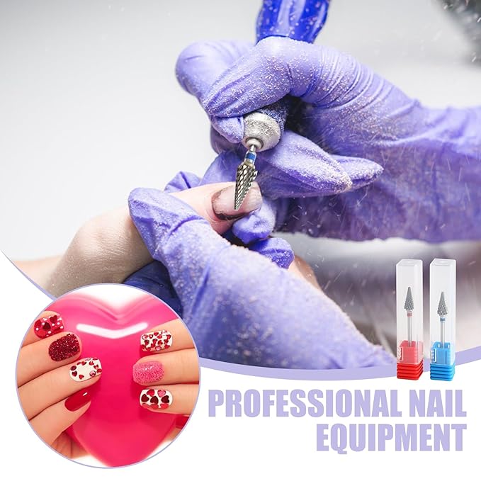 3/32" 5 in 1 Professional Carbide Nail Drill Bits Sets, 2 Pack Tungsten Safety Drill Bits Tech, Cuticle Bit Fast Remove for Manicurist Nail Salon Manicure Pedicure Gel Polishing (Pointed Head)