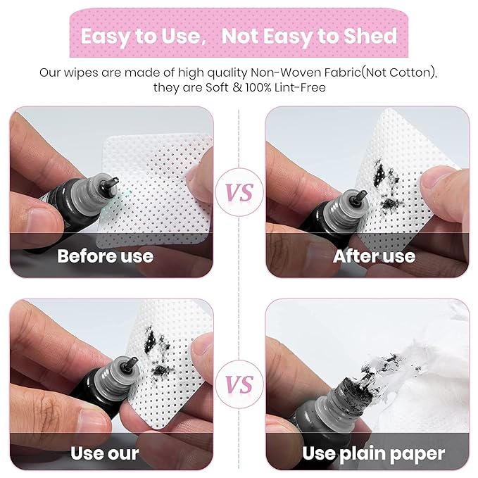 540 PCS Lint Free Nail Wipes,Eyelash Extension Glue Wipes,Super Absorbent Soft Non-woven Fabric Adhesive Nail Polish Remover Wipe,Cleaning Pad Cloth for Lash Extension Supplies and Nail Polish Bottle