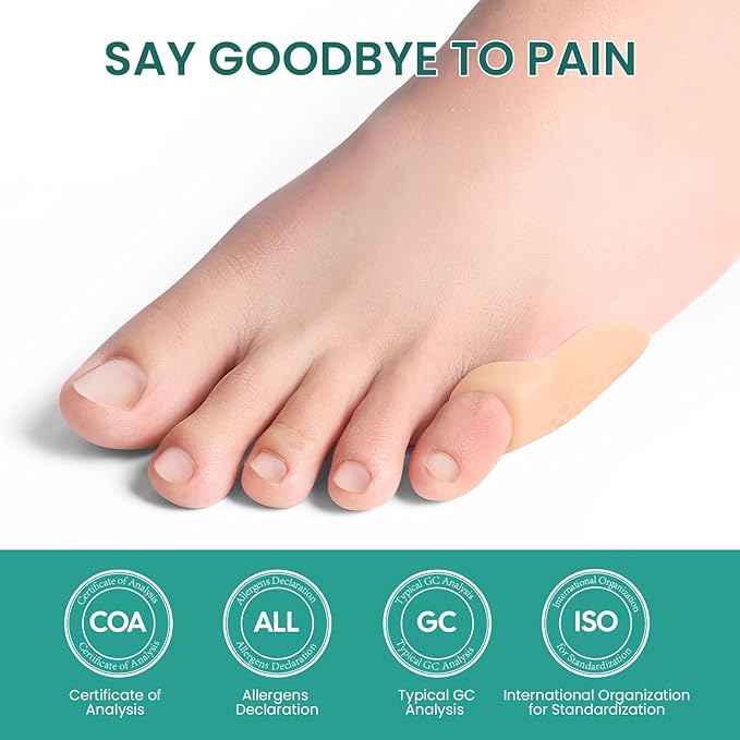 Welnove Tailor's Bunion Corrector Pads - 8 Pack Pinky Toe Protector, Bunion Corrector with Separator for Women Men, Gel Bunion Shield for Foot Pain Relief, Beige(Regular Pads)