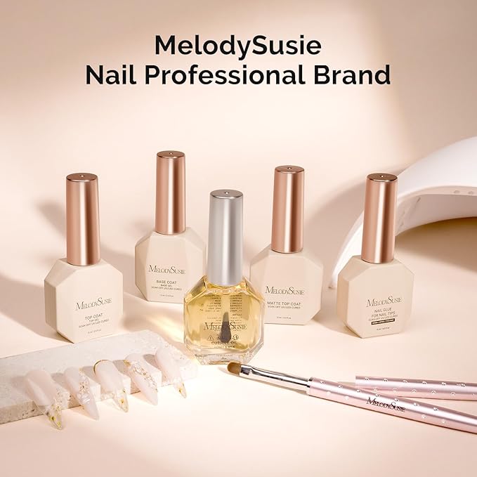 MelodySusie Top Coat Builder Gel Base Coat No Wipe Glossy Set Long Lasting Shine Finish Soak Off UV LED Nail Lamp Nail Polish Art Design Manicure Kit Perfect Gifts for Women Girls 3 Pcs 15ml Clear
