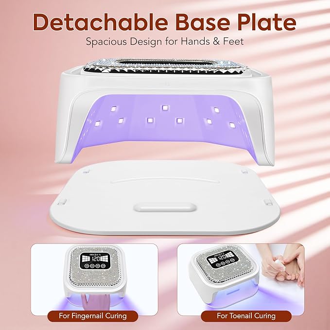 UV LED Nail Lamp for Gel Polish with 36 LED Beads & 4 Timer Settings, UV Light for Gel Nails, Professional Fast Curing Nail Dryer with LCD Touch Display, Auto Sensor (Sparkly Diamond White)