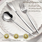 60-Piece Silverware Set for 20, Food Grade Stainless Steel Flatware Set - Image 2