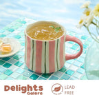 Striped Ceramic Coffee Mugs Set of 2, Tea & Cocoa, 12oz Dishwasher & Microwave - Image 7