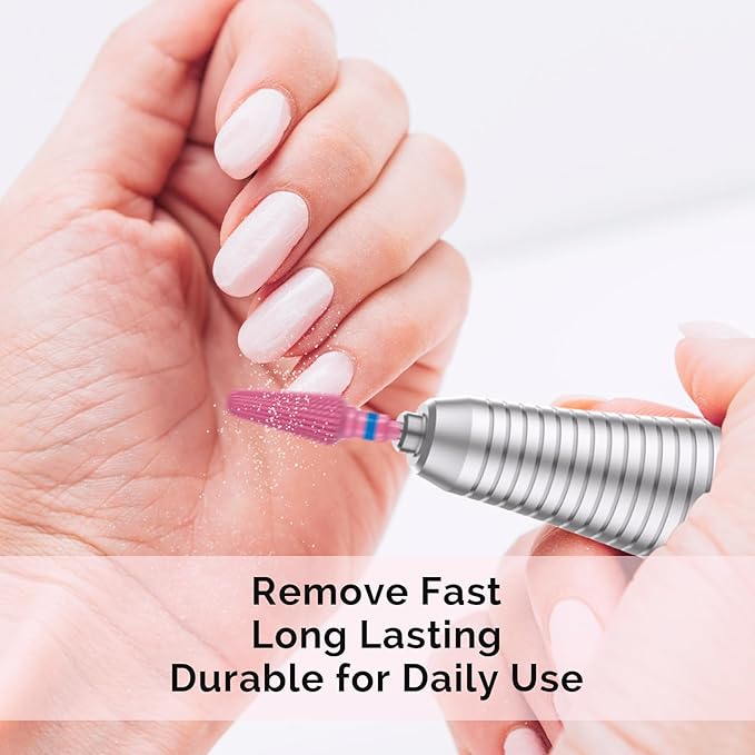 MelodySusie Professional Tornado Nail Drill Bits, 3/32'' Carbide Tungsten Multi-function Bits, Suitable for Manicure Pedicure Cuticle Gel Polishing, Salon Bits, Pink Blossom, Series Bit-X, Medium