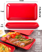 DELLING 12 Inch Rectangular Serving Platter Set of 3, Appetizer Salad Dessert - Image 2