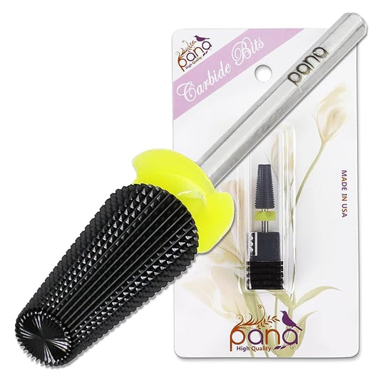 PANA 3/32" Shank 5-in-1 Nail Carbide Bit - (Triple Coarse - Extra Fine Grit, DLC Black) - Two Way Rotate use for Both Left and Right Handed Fast remove Acrylic or Hard Gel Machine