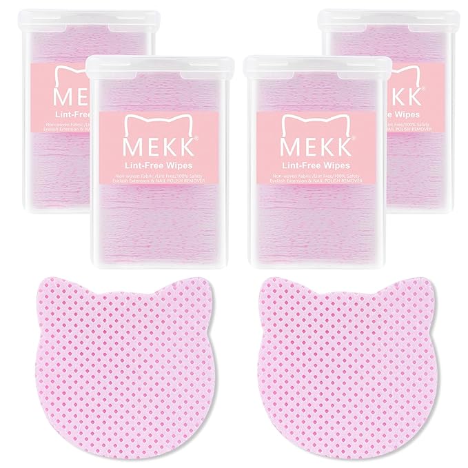 MEKK Lint Free Nail Wipes 800PCS Cat Shape - Super Absorbent Non-Woven Gel Nails Wipes for Nail Polish Remover and Eyelash Extension Glue, Convenient and Hygienic (Pink)