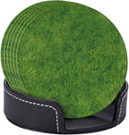 6 Pcs Green Grass Leather Coasters - Image 6