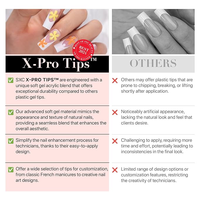 SXC Cosmetics French Tip Press On Nails Brown Series, Medium Almond X-Pro Tips Starter Kit
