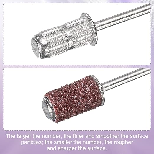 HARFINGTON 211pcs Small Sanding Bands 80/120/180 Grit for Nail Drill Bits Mini Sanding Band with 2.35mm Mandrel for Nails Gel Manicures Brown