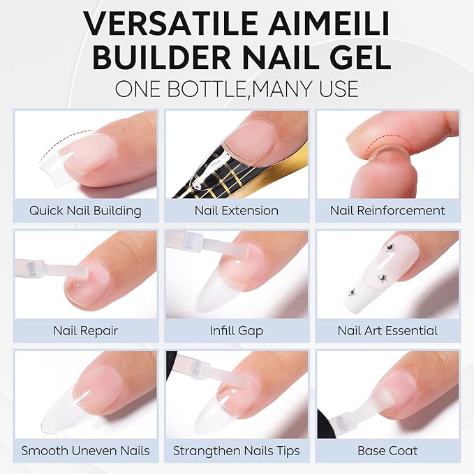 AIMEILI Builder Nail Gel, Hema Free, Cruelty Free, Vegan, Nail Strengthener Enhancement Building Rubber Base Coat for Manicure - BD1022