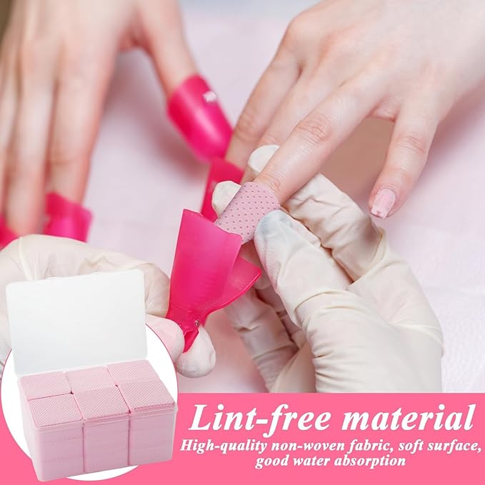 2160 Pcs Lint Free Nail Wipes with Storage Case Super Absorbent Soft Nail Wipes for Fingernail Polish Remover and Eyelash Extension Nail Care