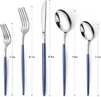 VANVRO Mirror Silver Blue Silverware Set, 20-Piece Stainless Steel Flatware Set - Image 2