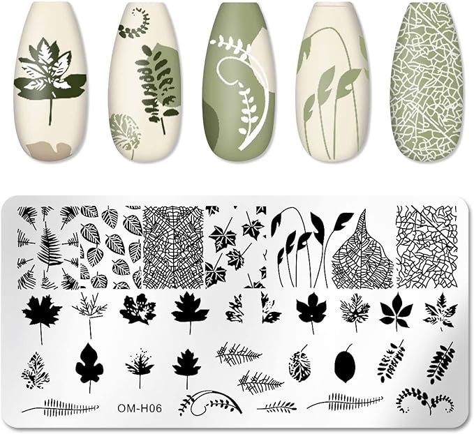 6pcs Nail Art Stamping Plates Set Manicuring Accessories Butterfly Leaves Flowers Fruits Geometry Heart Love Image Template for DIY Tips Decoration