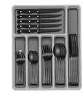 49-Piece Black Silverware Set by EWFEN